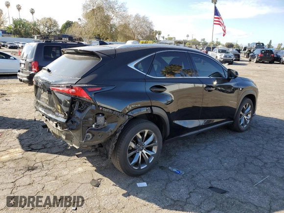 2020 Lexus NX 300 F Sport with VIN JTJSARBZ1L2169584, listed as a Copart auction lot 43756665 with 33,495 mi miles and Salvage title. Bid and sale history available at DreamBid. Image 3.