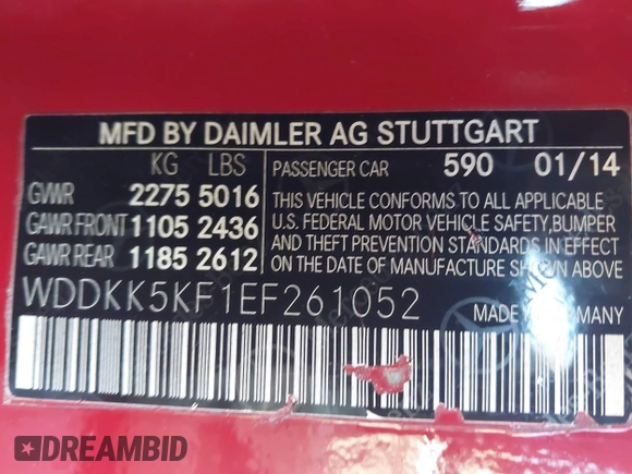 2014 Mercedes-Benz E 350 with VIN WDDKK5KF1EF261052, listed as a IAAI auction lot 42008190 with 64,822 mi miles and . Bid and sale history available at DreamBid. Image 9.
