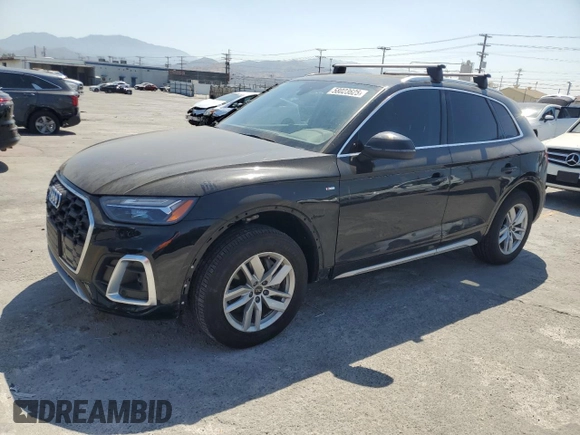 2023 Audi Q5 S line Premium with VIN WA1GAAFY9P2155489, listed as a Copart auction lot 58023625 with 18,513 mi miles and Salvage title. Bid and sale history available at DreamBid. Image 1.