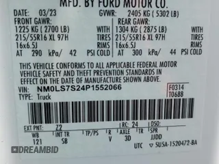 2023 Ford Transit Connect XL with VIN NM0LS7S24P1552066, listed as a Copart auction lot 60618175 with 65,355 mi miles and Non repairable. Bid and sale history available at DreamBid. Image 13.