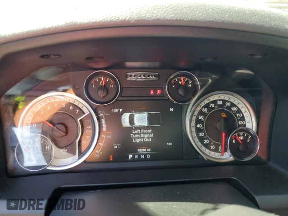 2018 Ram 1500 SLT with VIN 1C6RR7GG7JS247280, listed as a Copart auction lot 56321714 with 92,296 mi miles and Salvage title. Bid and sale history available at DreamBid. Image 9.