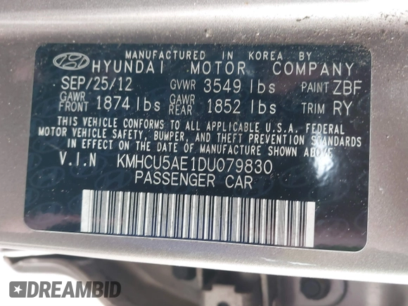 2013 Hyundai Accent SE z VIN KMHCU5AE1DU079830, wystawiony jako IAAI lot #41529695 z przebiegiem 105 637 mil mil oraz . Historia ofert i sprzedaży dostępna na DreamBid. Obrazek 9.