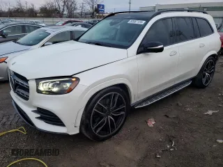 2020 Mercedes-Benz GLS with VIN 4JGFF8GE9LA165659, listed as a Copart auction lot 83687124 with 35,220 mi miles and Salvage Title. Bid and sale history available at carsss.com. Image 1.