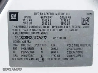 2016 Chevrolet Silverado 1500 LT with VIN 1GCRCREC3GZ424672, listed as a IAAI auction lot 41723385 with 171,126 mi miles. Bid and sale history available at carsss.com. Image 9.