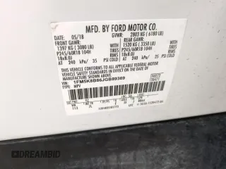 2018 Ford Explorer with VIN 1FM5K8B86JGB89369, listed as a Copart auction lot 42862245 with 85,702 mi miles and Salvage title. Bid and sale history available at DreamBid. Image 13.