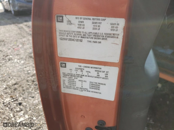 2004 Pontiac Grand Am GT with VIN 1G2NW12E04C120182, listed as a Copart auction lot 39465494 with 177,552 mi miles and Salvage Title. Bid and sale history available at carsss.com. Image 11.