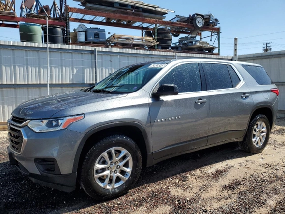 2021 Chevrolet Traverse LS with VIN 1GNERFKW5MJ243617, listed as a Copart auction lot 43853345 with 55,291 mi miles and Clean Title. Bid and sale history available at carsss.com. Image 1.