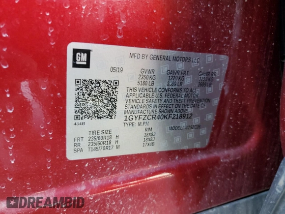 2019 Cadillac XT4 FWD Premium Luxury with VIN 1GYFZCR40KF218912, listed as a Copart auction lot 52362265 with 86,310 mi miles and Clean Title. Bid and sale history available at DreamBid. Image 13.