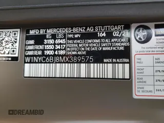 2021 Mercedes-Benz G 550 with VIN W1NYC6BJ8MX389575, listed as a Copart auction lot 54286164 with Not Provided miles and . Bid and sale history available at DreamBid. Image 13.