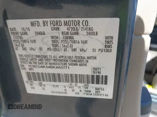 2011 Ford Escape Hybrid с VIN 1FMCU4K34BKA60771, выставлен на аукционе IAAI как лот 42283654 с пробегом 158 570 миль миль и . История ставок и продаж доступна на DreamBid. Изображение 9.