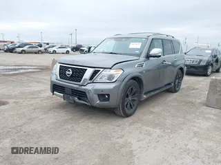 2018 Nissan Armada Platinum with VIN JN8AY2NFXJ9330364, listed as a IAAI auction lot 41572672 with 134,787 mi miles. Bid and sale history available at carsss.com. Image 2.