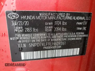 2020 Hyundai Elantra SE z VIN 5NPD74LF9LH609261, wystawiony jako Copart lot #56892415 z przebiegiem 39 553 mil mil oraz Szkoda całkowita • Salvage title. Historia ofert i sprzedaży dostępna na DreamBid. Obrazek 12.