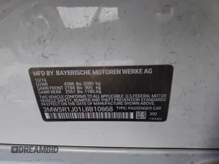 2020 BMW 3 Series 330i с VIN 3MW5R1J01L8B10868, выставлен на аукционе IAAI как лот 42335176 с пробегом 36 055 миль миль и . История ставок и продаж доступна на DreamBid. Изображение 9.