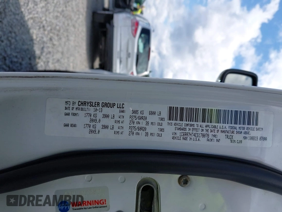 2014 Ram 1500 Sport with VIN 1C6RR7HT4ES178078, listed as a IAAI auction lot 42542584 with 136,468 mi miles and . Bid and sale history available at DreamBid. Image 9.