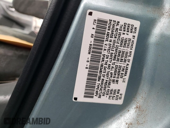 2004 Honda Odyssey EX with VIN 5FNRL18634B015984, listed as a Copart auction lot 48717675 with 137,905 mi miles and Salvage Title. Bid and sale history available at DreamBid. Image 12.