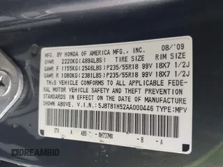 2010 Acura RDX Technology с VIN 5J8TB1H52AA000446, выставлен на аукционе IAAI как лот 42193191 с пробегом 164 140 миль миль и . История ставок и продаж доступна на DreamBid. Изображение 9.
