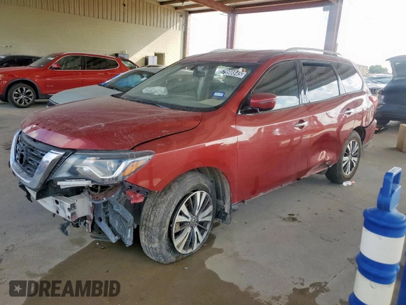 2017 Nissan Pathfinder S with VIN 5N1DR2MN7HC672605, listed as a Copart auction lot 57998845 with 105,434 mi miles and Clean title. Bid and sale history available at DreamBid. Image 1.