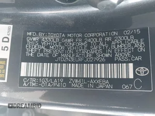 2015 Toyota Prius Two with VIN JTDZN3EUXFJ027926, listed as a IAAI auction lot 42036024 with 104,976 mi miles and . Bid and sale history available at DreamBid. Image 9.