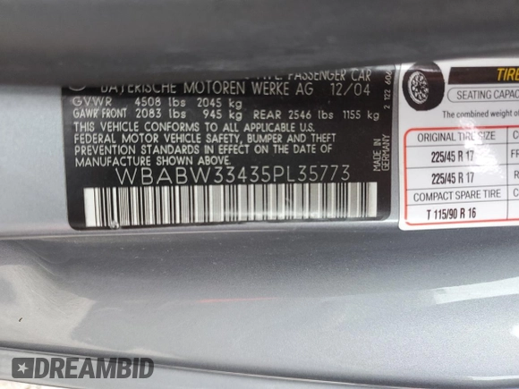 2005 BMW 3 Series 325Ci z VIN WBABW33435PL35773, wystawiony jako Copart lot #60753975 z przebiegiem Nie podano mil oraz Szkoda całkowita • Salvage title. Historia ofert i sprzedaży dostępna na DreamBid. Obrazek 12.