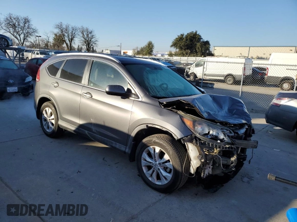 2012 Honda CR-V EX-L with VIN 2HKRM3H76CH505160, listed as a Copart auction lot 42185375 with 60,762 mi miles and Salvage Title. Bid and sale history available at carsss.com. Image 4.
