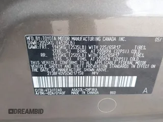 2012 Toyota RAV4 with VIN 2T3BF4DV5CW217158, listed as a IAAI auction lot 42383390 with 199,443 mi miles and . Bid and sale history available at DreamBid. Image 9.