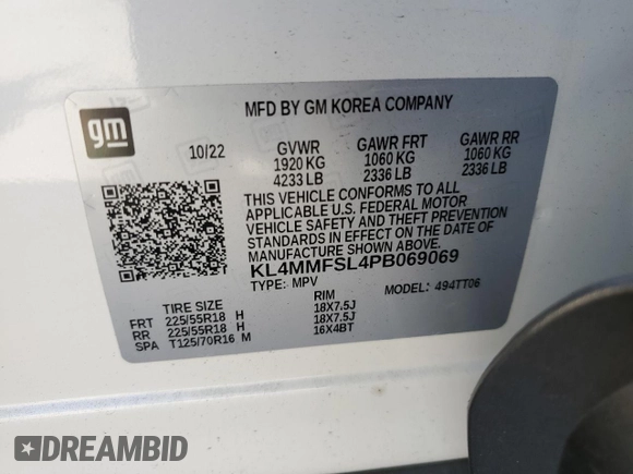 2023 Buick Encore GX Essence with VIN KL4MMFSL4PB069069, listed as a Copart auction lot 57214945 with 11,534 mi miles and Non repairable. Bid and sale history available at DreamBid. Image 13.