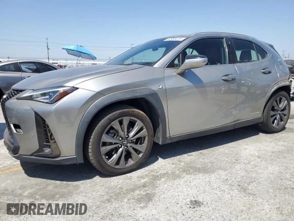 2021 Lexus UX 250h F Sport z VIN JTHE9JBH9M2042051, wystawiony jako Copart lot #62956415 z przebiegiem 51 972 mil mil oraz Szkoda całkowita • Salvage title. Historia ofert i sprzedaży dostępna na DreamBid. Obrazek 1.