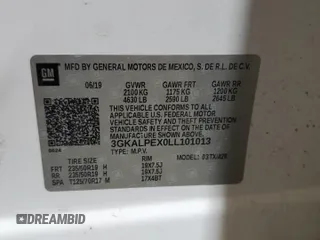 2020 GMC Terrain SLT with VIN 3GKALPEX0LL101013, listed as a Copart auction lot 51504355 with 59,880 mi miles and Salvage Title. Bid and sale history available at DreamBid. Image 16.
