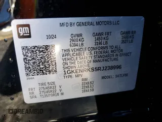 2024 GMC Acadia AWD Denali z VIN 1GKENRKS5RJ238996, wystawiony jako Copart lot #44178065 z przebiegiem 922 mil mil oraz Szkoda całkowita • Salvage title. Historia ofert i sprzedaży dostępna na DreamBid. Obrazek 15.