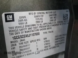 2018 Chevrolet Colorado 2WD LT with VIN 1GCGSCEA6J1107660, listed as a Copart auction lot 84337294 with 105,401 mi miles and Salvage Title. Bid and sale history available at DreamBid. Image 12.