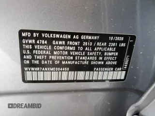 2021 Volkswagen Arteon SEL R-Line с VIN WVWHR7ANXME004450, выставлен на аукционе Copart как лот 62593443 с пробегом 8 900 миль миль и . История ставок и продаж доступна на DreamBid. Изображение 12.