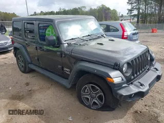 2018 Jeep Wrangler Unlimited Sport S z VIN 1C4HJXDG8JW112639, wystawiony jako IAAI lot #41951965 z przebiegiem 93 853 mil mil oraz . Historia ofert i sprzedaży dostępna na DreamBid. Obrazek 1.