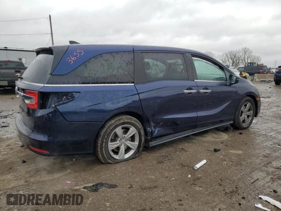2020 Honda Odyssey EX with VIN 5FNRL6H56LB017408, listed as a Copart auction lot 44241645 with 75,520 mi miles and Salvage Title. Bid and sale history available at DreamBid. Image 3.