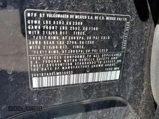 2020 Volkswagen Tiguan S с VIN 3VV1B7AX5LM015633, выставлен на аукционе Copart как лот 55291145 с пробегом 59 225 миль миль и Списание • Salvage title. История ставок и продаж доступна на DreamBid. Изображение 13.