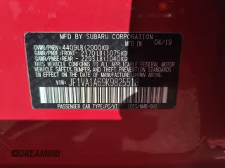2019 Subaru WRX with VIN JF1VA1A69K9825518, listed as a Copart auction lot 50021275 with 65,020 mi miles and Salvage Title. Bid and sale history available at carsss.com. Image 13.