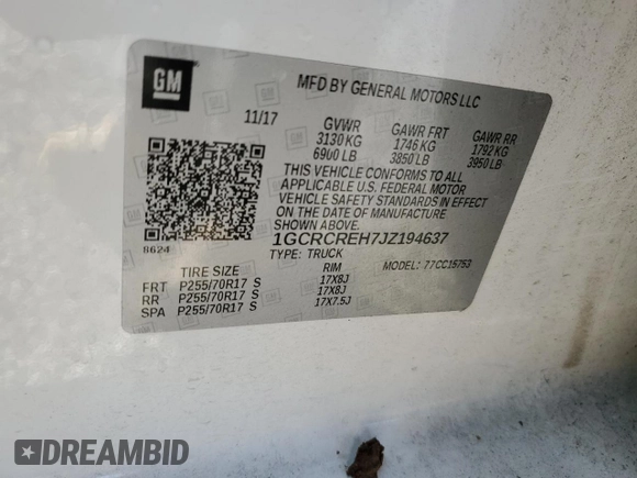 2018 Chevrolet Silverado 1500 LT with VIN 1GCRCREH7JZ194637, listed as a Copart auction lot 44399435 with 111,928 mi miles and Salvage Title. Bid and sale history available at DreamBid. Image 12.