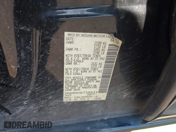 2016 Nissan Frontier SV z VIN 1N6AD0ER2GN758433, wystawiony jako IAAI lot #42004336 z przebiegiem 186 897 mil mil oraz . Historia ofert i sprzedaży dostępna na DreamBid. Obrazek 9.
