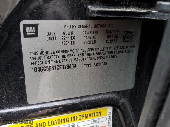 2012 Buick LaCrosse Leather with VIN 1G4GC5E37CF178409, listed as a Copart auction lot 47536615 with 97,783 mi miles and Clean Title. Bid and sale history available at carsss.com. Image 14.
