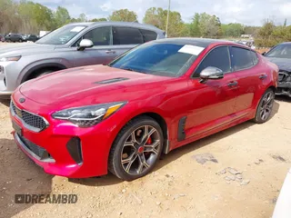 2018 Kia Stinger GT2 with VIN KNAE55LC9J6016042, listed as a IAAI auction lot 41949331 with 69,558 mi miles. Bid and sale history available at carsss.com. Image 2.