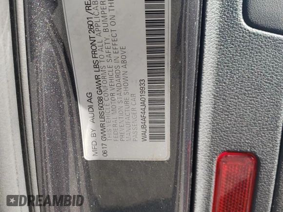 2018 Audi S4 Premium Plus with VIN WAUB4AF44JA019933, listed as a Copart auction lot 65963144 with 45,694 mi miles and Salvage Title. Bid and sale history available at carsss.com. Image 12.