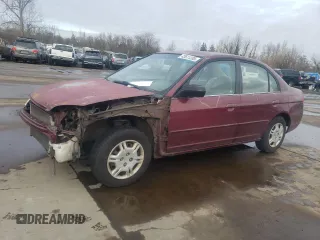 2002 Honda Civic LX with VIN 2HGES15502H558280, listed as a Copart auction lot 43611285 with 164,284 mi miles and Salvage Title. Bid and sale history available at carsss.com. Image 1.