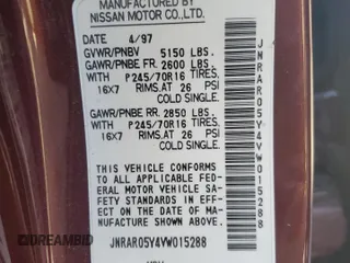 1997 Infiniti QX4 z VIN JNRAR05Y4VW015288, wystawiony jako Copart lot #48034505 z przebiegiem 289 030 mil mil oraz Szkoda całkowita • Salvage title. Historia ofert i sprzedaży dostępna na DreamBid. Obrazek 13.