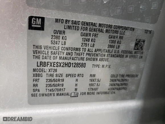 2017 Buick Envision Premium I with VIN LRBFXESX2HD128580, listed as a Copart auction lot 47595015 with 82,885 mi miles and Salvage Title. Bid and sale history available at carsss.com. Image 14.