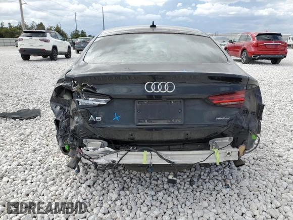 2023 Audi A5 Sportback Premium Plus with VIN WAUCBCF53PA056642, listed as a Copart auction lot 76813254 with 21,527 mi miles and Salvage Title. Bid and sale history available at carsss.com. Image 6.
