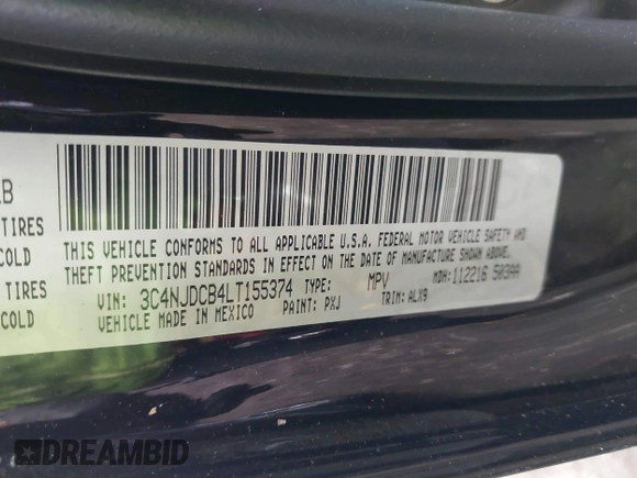2020 Jeep Compass Limited with VIN 3C4NJDCB4LT155374, listed as a IAAI auction lot 42437611 with 43,867 mi miles and . Bid and sale history available at DreamBid. Image 9.