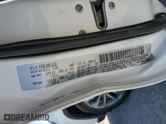 2020 Jeep Cherokee Altitude with VIN 1C4PJLLB2LD592914, listed as a Copart auction lot 57686955 with 55,524 mi miles and Salvage title. Bid and sale history available at DreamBid. Image 13.