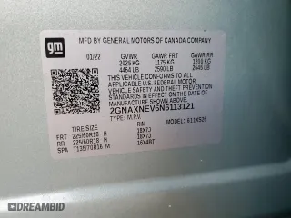 2022 Chevrolet Equinox Premier with VIN 2GNAXNEV6N6113121, listed as a Copart auction lot 87183584 with 17,105 mi miles and Salvage Title. Bid and sale history available at carsss.com. Image 12.