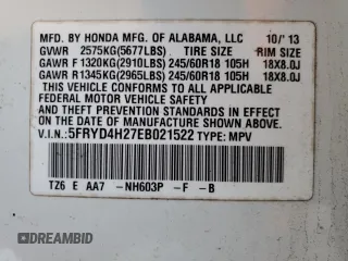 2014 Acura MDX z VIN 5FRYD4H27EB021522, wystawiony jako Copart lot #88725585 z przebiegiem Nie podano mil oraz Szkoda całkowita • Salvage title. Historia ofert i sprzedaży dostępna na DreamBid. Obrazek 13.