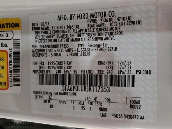 2018 Ford Fusion Hybrid SE with VIN 3FA6P0LU8JR117353, listed as a Copart auction lot 49274445 with 89,615 mi miles and Non Repairable. Bid and sale history available at carsss.com. Image 12.