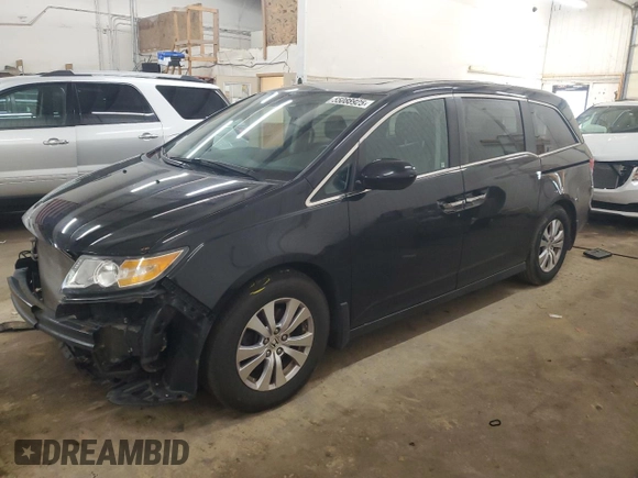 2015 Honda Odyssey EX-L with VIN 5FNRL5H62FB014772, listed as a Copart auction lot 55088925 with 144,152 mi miles and Salvage Title. Bid and sale history available at DreamBid. Image 1.